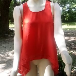 "Fio Fio" orange designer polyester tank top